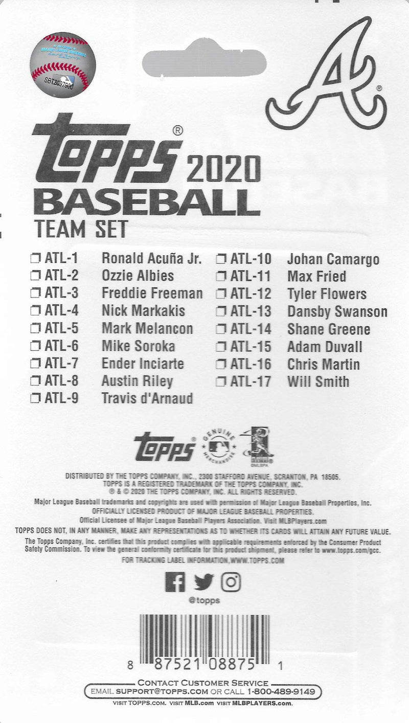 Atlanta Braves 2020 Topps Baseball Factory Sealed Special Edition 17 Card Team Set with Ronald Acuna Jr and Ozzie Albies Plus