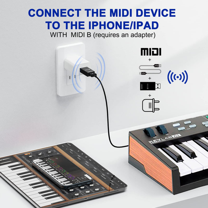 [AUSTRALIA] - LEKATO Wireless MIDI Adapter Bluetooth 5.0 with USB MIDI Ultra Low Latency 5 PIN for Synthesizer EWI Keytar Digital Piano Keyboard to MIDI Devices, Mac OS/iOS, Win XP 