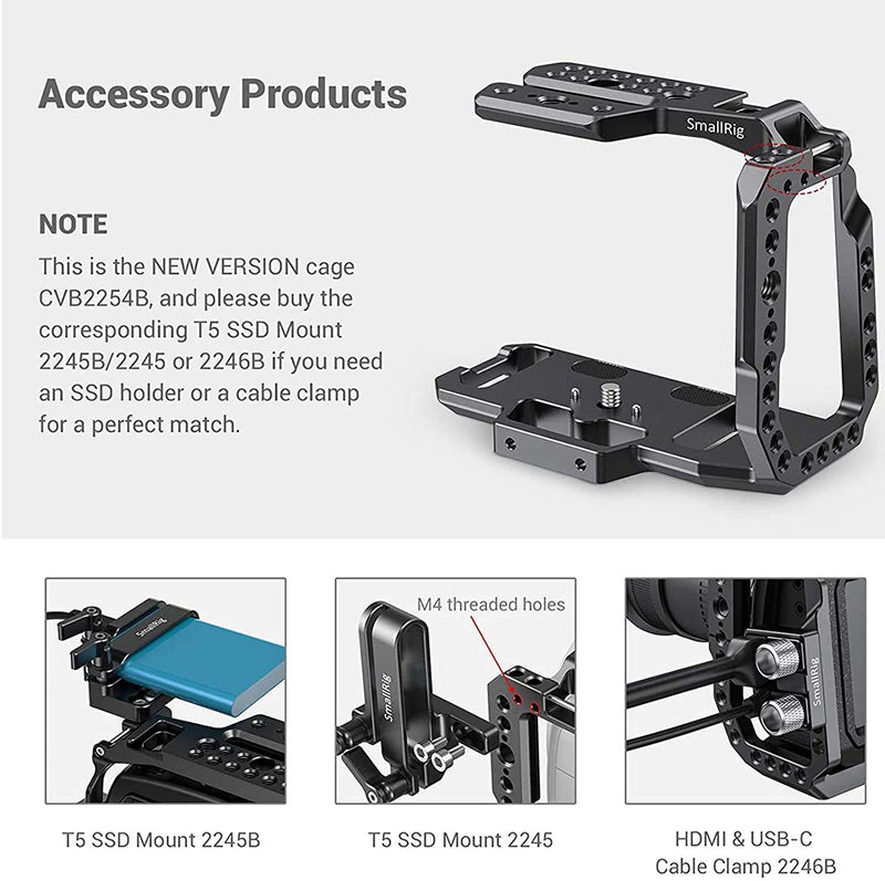 SmallRig BMPCC 4K/6K Half Cage Compatible with Blackmagic Pocket Cinema Camera 4K/6K, Half Cage with Anti-Twist Mechanism and Built-in NATO Rails CVB2254B