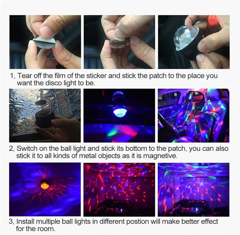 Mini Disco Light, Disdarkday Sound Activated Multi-Color Battery Operated Disco Ball Light, Festival Party Light, LED Stage Light, Car Atmosphere Light