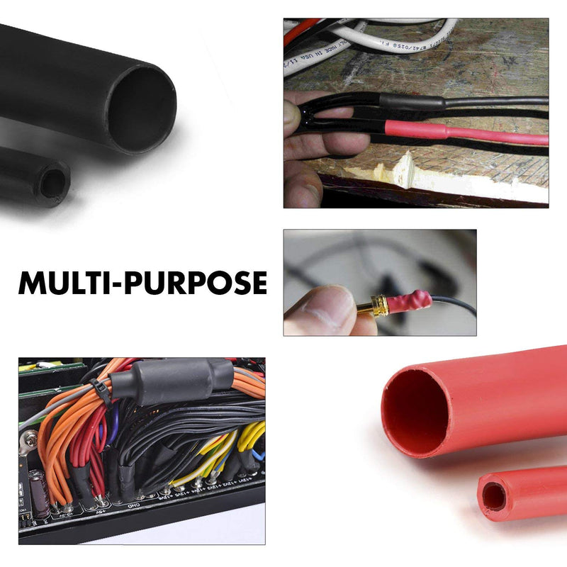 Young4us 2 Pack 3/4'' Heat Shrink Tube 3:1 Adhesive-Lined Heat Shrinkable Tubing Black&RED 4Ft 3/4''(19.1mm,4Ft)