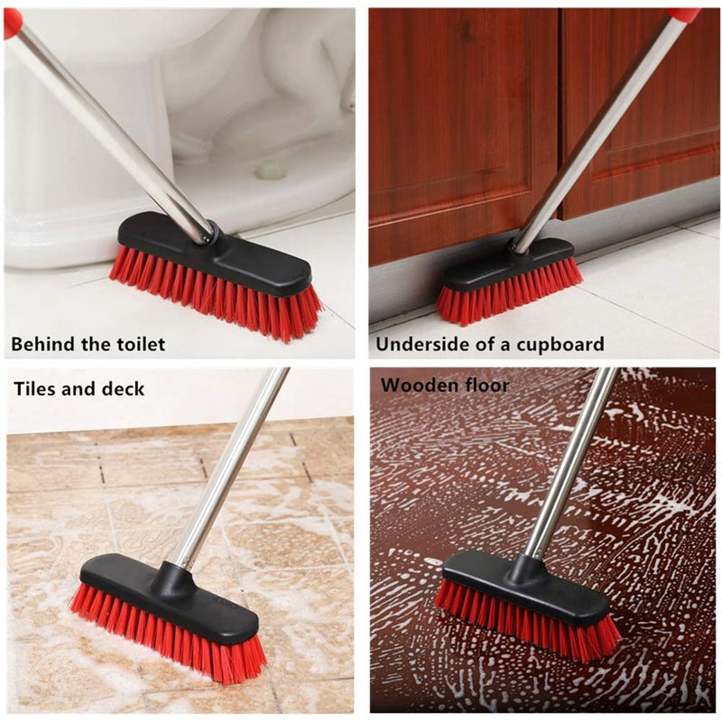 GeeRo Deck Scrub Brush with Long Handle - 54" Floor Scrub Brush, Adjustable Long Handled Shower Cleaning Brush Garage Floor Scrub Brush for Cleaning Bathroom, Garage, Patio, Kitchen, Tile and Tub 54"