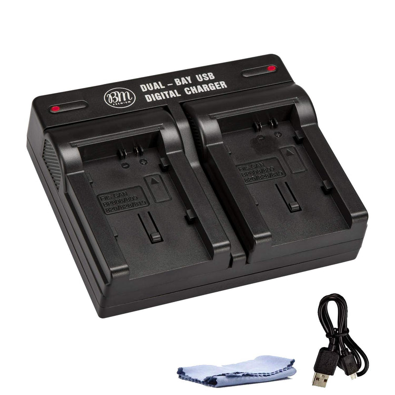 BM BP809 BP819 BP820 BP827 BP828 Dual Bay Battery Charger for Canon Vixia HF G50 HF G60 XA40 XA45 XA50 XA55 GX10 HFG20 HF G21 HFG30 HFG40 HFM41 HFM400 HG20 HG21 XA10 XA11 XA15 XA20 XA25 XF400 XF405