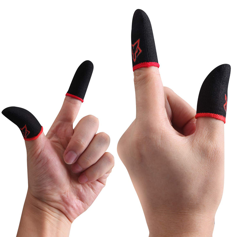 Mobile Game Controller Finger Sleeve Sets [6 PCs],Anti-Sweat Breathable Touchscreen Finger Sleeve for Mobile Phone Games for PUBG/Mobile Legends/Knives Out(Black Red)