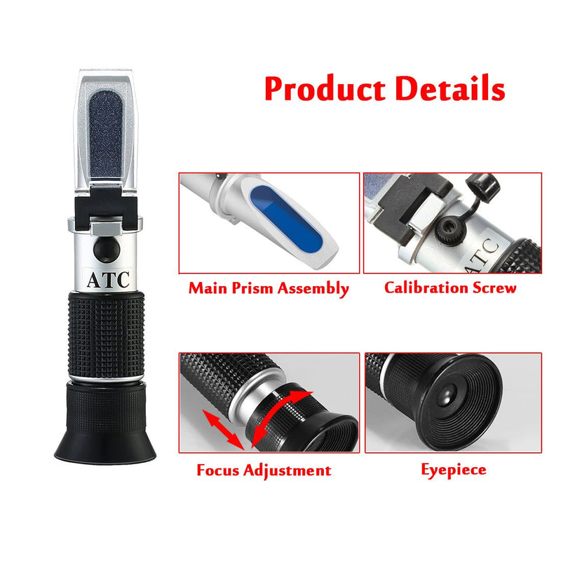 Honey Refractometer,V-Resourcing Hand Held Be'(Baume)/Brix/Water Refractometer for Honey Test,Tri-Scale (Baume:38-43°;Brix:58-92%;Water:12-27%)