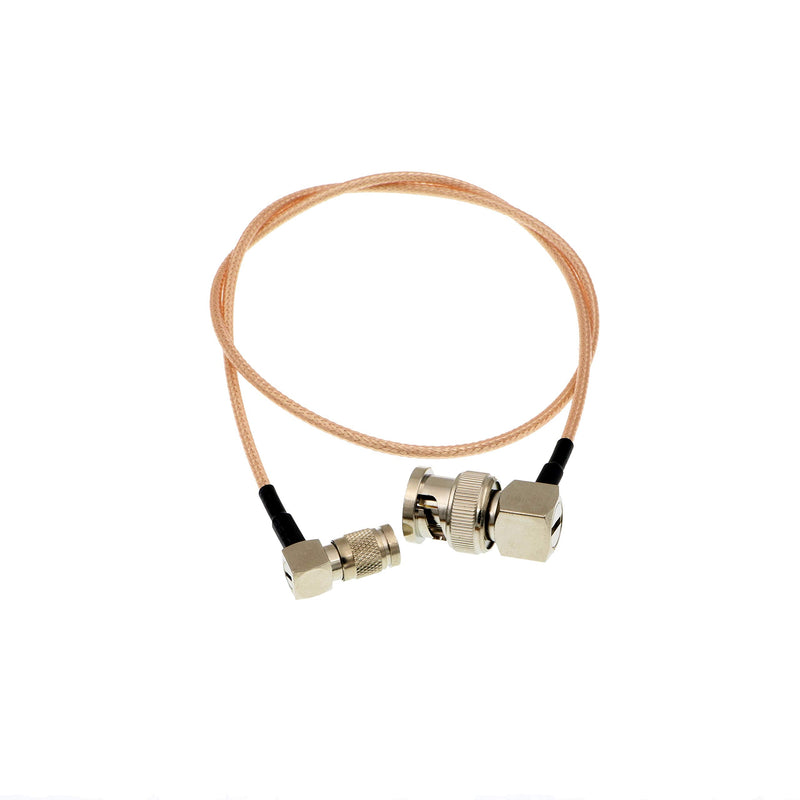 Uonecn RG179 Right Angle BNC to Right Angle DIN 1.0/2.3 mini BNC 75ohm Coaxial Cable Video Cable For Blackmagic HyperDeck Shuttle 50cm