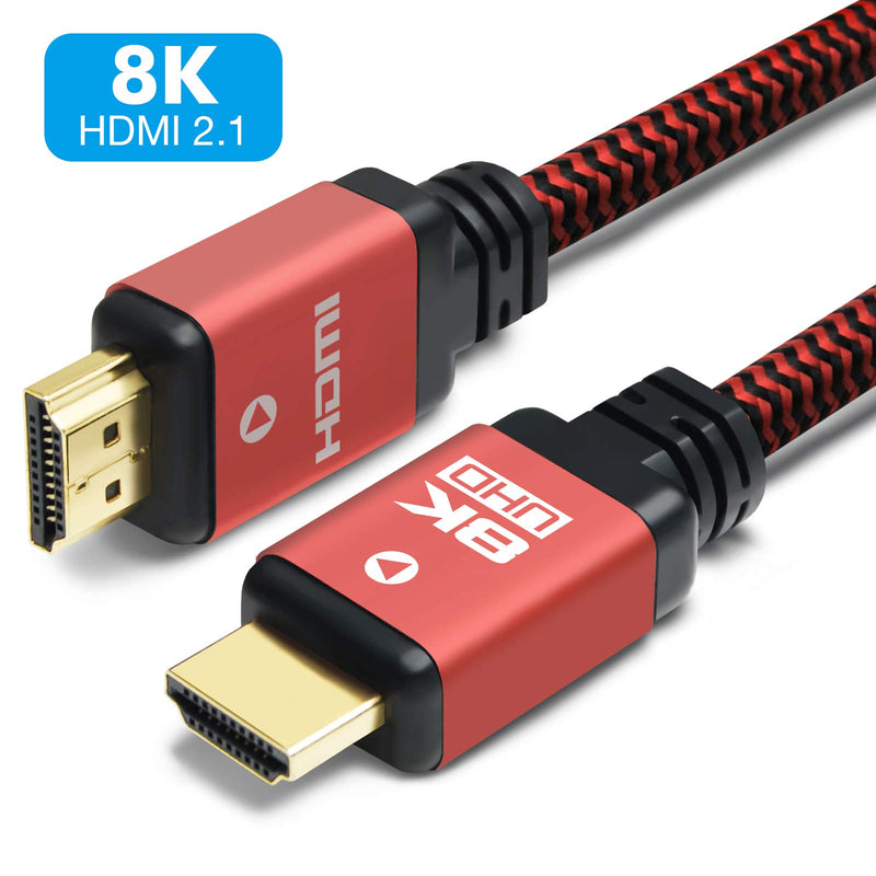 Yauhody 8K HDMI Cable 3ft (5 Pack), Durable Nylon Braided, High Speed 48Gbps HDMI 2.1 Cord, Supports 8K, 4K, 10K, 2K, HD, 3D, Dynamic HDR, HDCP 2.2, 4:4:4, eARC, Real 8K HDMI 2.1 (3ft, 5 Pack, Red)