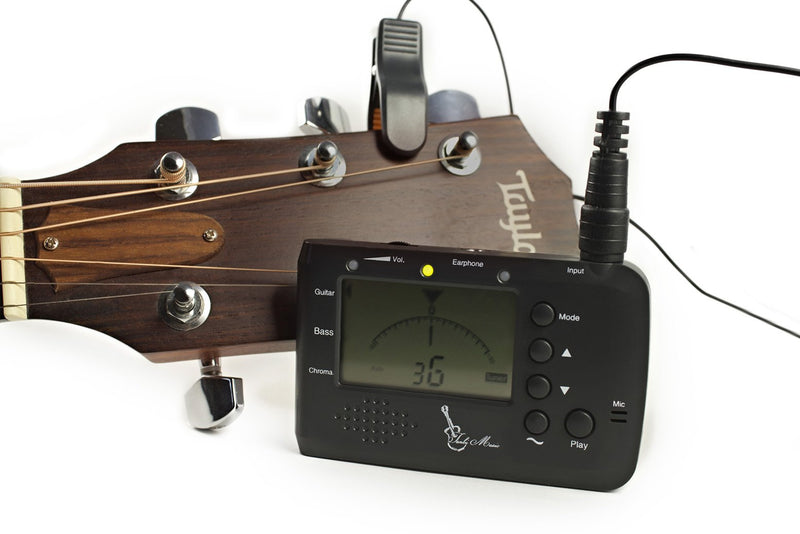 Digital Electronic Metronome Tuner (Tanbi Music MT560GB) – Guitar/Bass/Chromatic Modes - Use for Violin, Ukulele, Banjo, Mandolin & More - Clip-on Pickup and Batteries Included