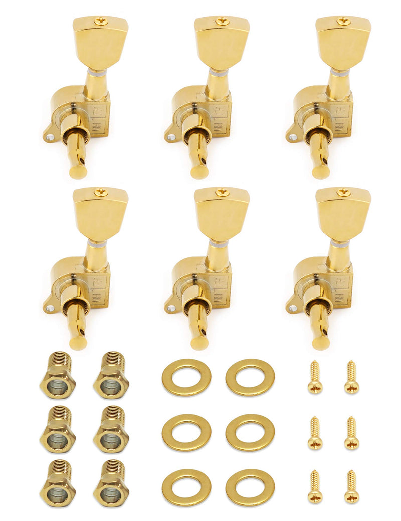 Metallor Sealed Guitar String Tuning Pegs Grover Machines Heads Tuning Keys Tuners 6 In Line Right Handed Electric Guitar Acoustic Guitar Parts Replacement Gold.