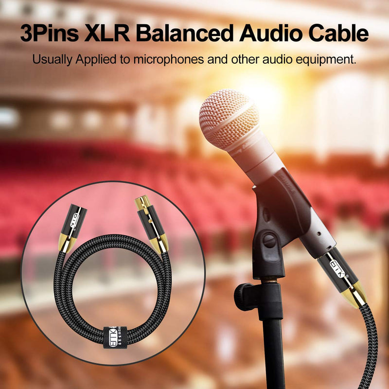 XLR Audio Cable 3-Pin Balanced Cable Male to Female Behringer Mixer Speaker Microphone Cable 3pin Balanced XLR to XLR Ettector Equalizer Cable (3m) 3.0 Metres