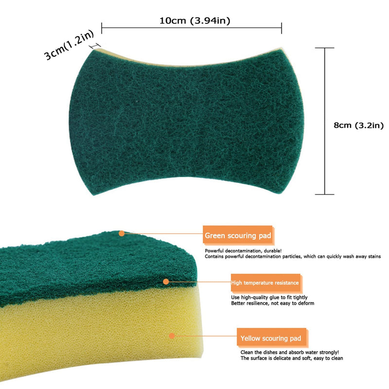 (Pack of 30) Kitchen Cleaning Sponge,Double FaceSponges Scourer,Eco Non-Scratch Scrub Sponge，Super Absorbent Multi-Use Cleaning Sponge,Widely Used in Kitchen, Bathroom, Garage, Outdoor