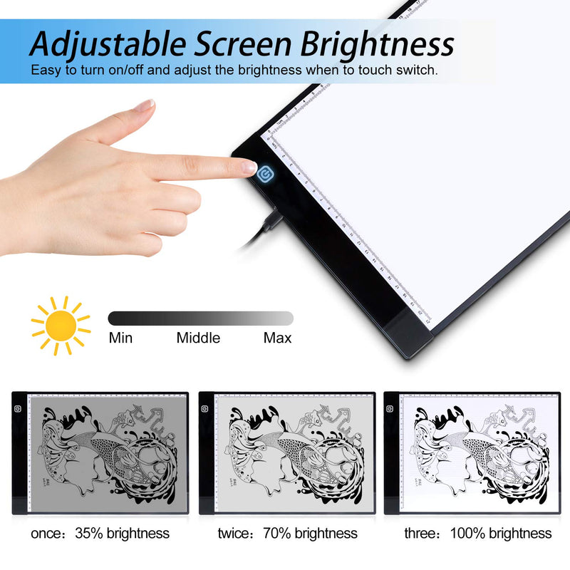 A4 LED Light Box,Trace Light Pad Drawing Adjustable Brightness Tracer, USB Power Ultra-Thin Portable Light Pad,Suitable for DIY 5D Diamond Drawing Sketch Pad, with LCD Drawing Board