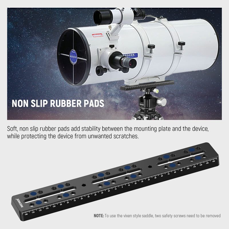 NEEWER 11.8"/300mm Rail Bar Vixen Style Dovetail Plate, Metal Mounting Plate Saddle with M6 1/4" 3/8" Camera Screw for Telescope Mount Adapter OTA Equatorial Tripod Sky Astrophotography, QR007