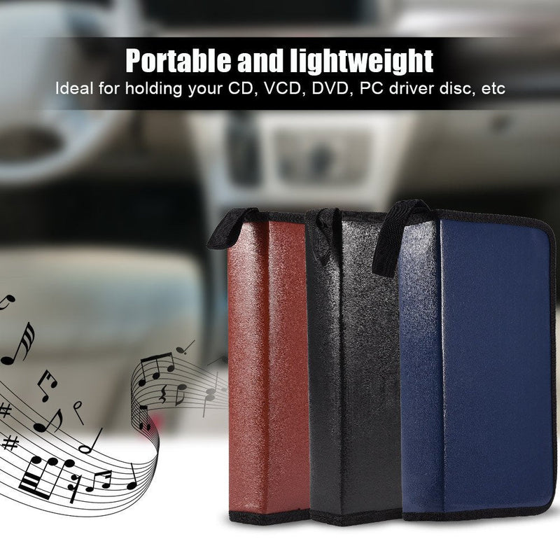 [AUSTRALIA] - Zerone PU Leather CD Case, 80 Capacity Heavy Duty CD Wallets Portable VCD DVD Disc Storage Case Bag Organizer Holder(Black) Black 