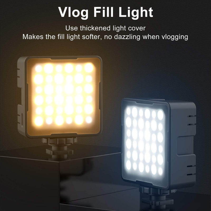 DECADE LED Video Light w 3 Cold Shoe,Rechargable Bi-Color Continuous Light Panel for Vlogging(LCD Display,2000mah,3 Cold Shoe,0-100%,2800K-8500K) Video Conference Light