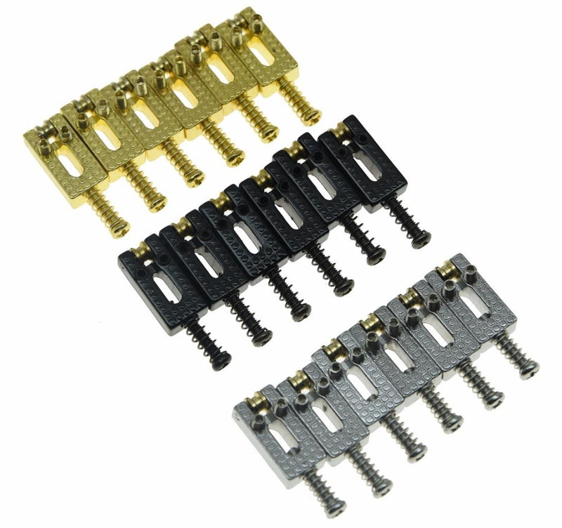 KAISH Pack of 6 Modern Electric Guitar Tremolo Bridge Roller Saddles for Strat or Tele Guitars Black