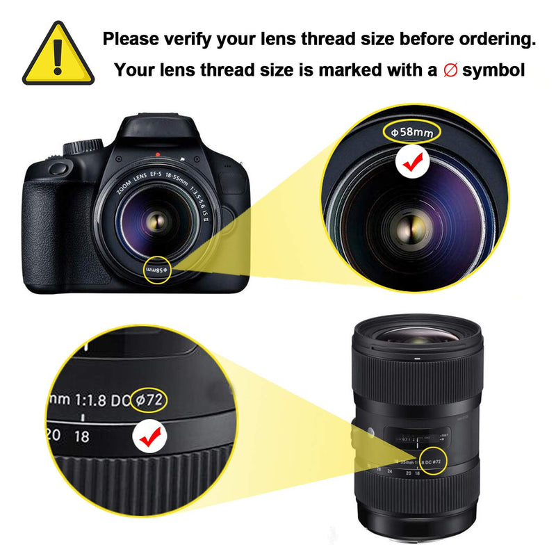 STSEETOP Camera Lens Hood, Collapsible Reversible Filter Thread Rubber Digital Lens Hood DSLR Lens Cap Shade For 50-70MM Lens