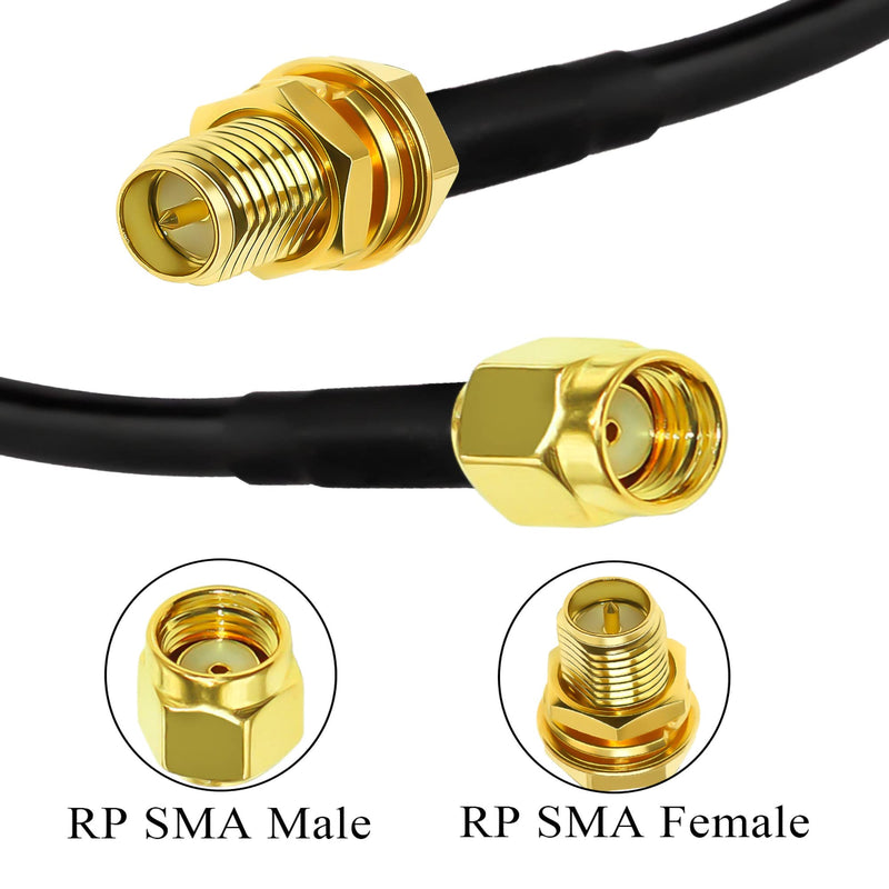 RP SMA Cable RG58 49.2 FT(15M) TUOLNK RP-SMA Female to RP-SMA Male Extension Cable 50ohm for Outdoor Antenna RPSMA Coax Cable 49.2ft