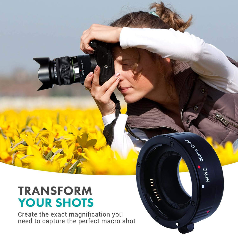Movo Photo AF 25mm Macro Extension Tube for Canon EOS DSLR Camera (Economy Mount)
