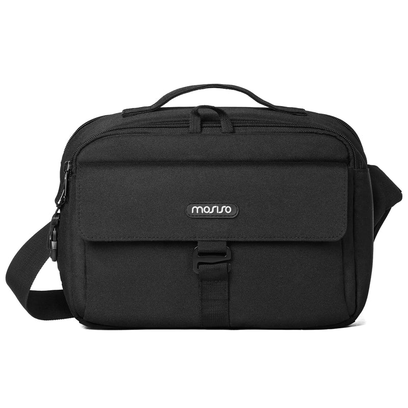 MOSISO Camera Bag Case, DSLR/SLR/Mirrorless Photography Camera Messenger Bag Compact Crossbody Padded Camera Shoulder Bag with Rain Cover Compatible with Canon/Nikon/Sony Camera and Lenses, Black