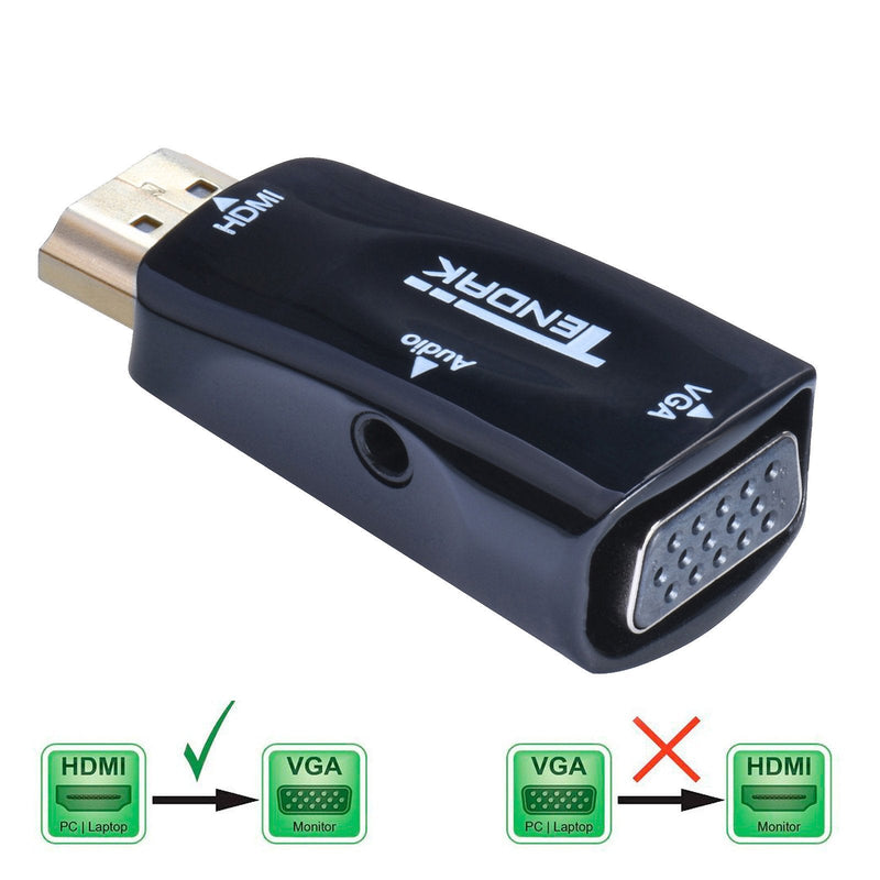 Tendak Gold-Plated Active HD 1080P HDMI to VGA Converter Adapter Dongle with 3.5mm Audio for Laptop PC Projector HDTV PS3 Xbox STB Blu-ray DVD