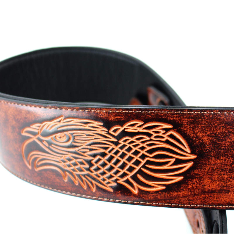 Walker and Williams GB-191 Bourbon Brown Eagle With Basket Weave & Texas Star Padded Strap