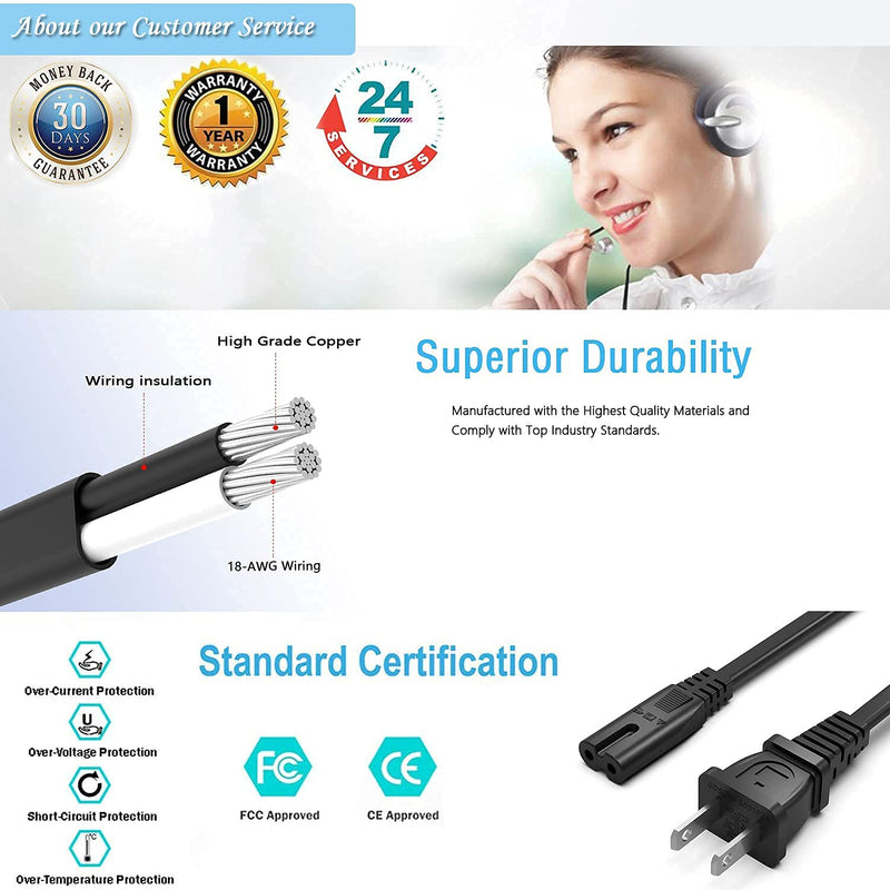 Printer Power Cord Cable Replacement for HP OfficeJet Pro / Envy / DeskJet Series Printers 4.0 Feet