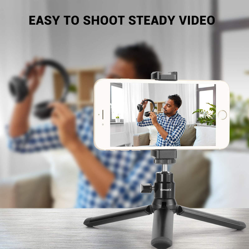Metal Mini Tripod + Ball Head Mount, with 1/4 Inch Screw Desktop Tabletop Stand Tripod Mount for Smooth 4, Osmo Mobile, Vimble 2, Gimbal Handle Grip Stabilizer and All Cameras - 2864