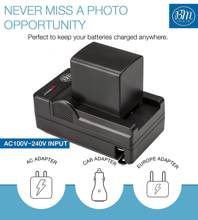 BM 2 BP-828 Batteries and Charger for Canon VIXIA HF G50, HF G60, XA40, XA45, XA50, XA55, GX10, HFG20, HF G21, HFG30, HFG40, HFM301, HFM41, HFM400, HFS200, XA10, XA11, XA15, XA20, XA25, XF400, XF405