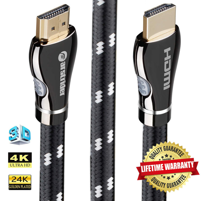 4K HDMI Cable/HDMI Cord 25ft - Ultra HD 4K Ready HDMI 2.0 (4K@60Hz 4:4:4) - High Speed 18Gbps - 26AWG Braided Cord-Ethernet / 3D / ARC/CEC/HDCP 2.2 / CL3 by Farstrider 25 Feet Gun black - Silver