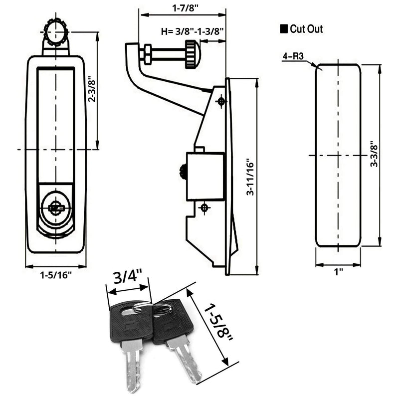 QWORK Compression Latch, 2 Pack Adjustable Lever Hand Operated Push Button Actuation, C2-33-25 Series MS606