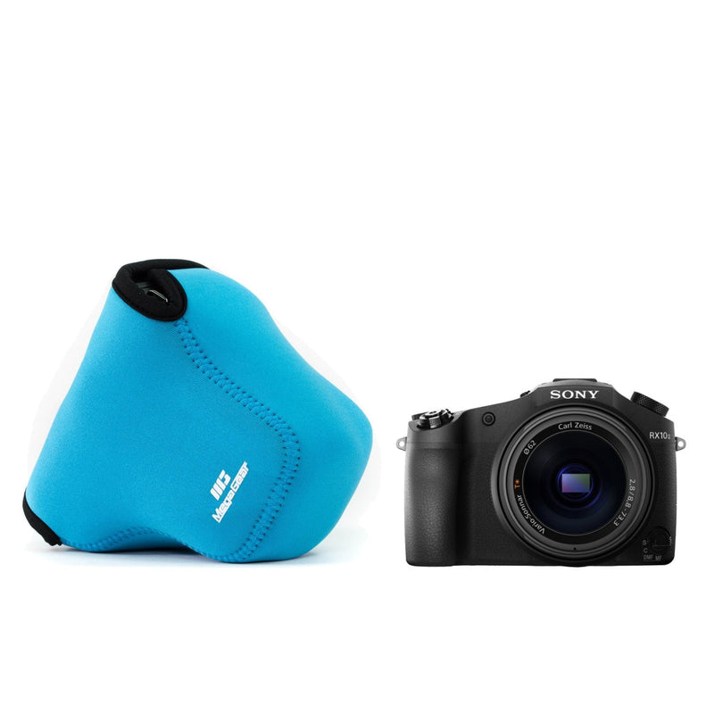 MegaGear ''Ultra Light'' Neoprene Camera Case Bag with Carabiner for Sony Cyber-shot DSC-RX10, Sony Cyber-shot DSC-RX10 II (Blue) Blue