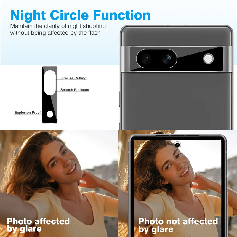 OMOTON [3+3 Pack] Screen Protector for Google Pixel 7A 5G, 3 Pack Pixel 7A screen protector & 3 Pack Camera Lens Protector, Alignment Frame/Tempered Glass/Anti Scratch, 6.1 Inch(2023 Released)