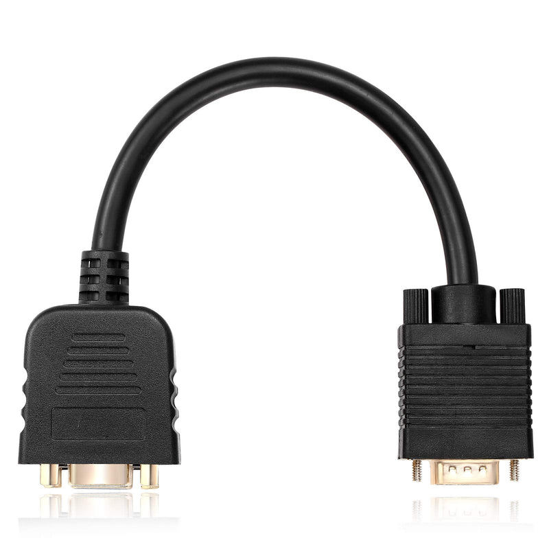 mxtechnic VGA Splitter Cable 1 Male to 2 Female Adapter Monitor Y Splitter Cable 25cm Black Can't Connect Two at The Same time (1Pack) 1Pack
