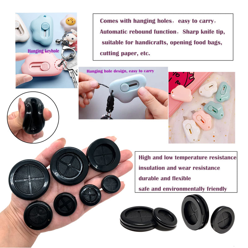 YUFANNET 72 Pcs Rubber Grommet Kits,7 Sizes Rubber Grommets for Wiring,Double Sided Round Rubber Firewall Hole Plug Wire Protection with Knife,Drill Hole 1-9/16" 1-1/2" 1-3/16" 1" 7/8" 13/16" 5/8"
