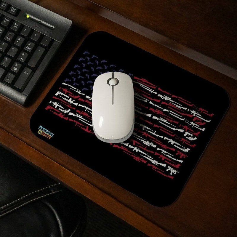 American Gun Flag USA Second 2nd Amendment Low Profile Thin Mouse Pad Mousepad