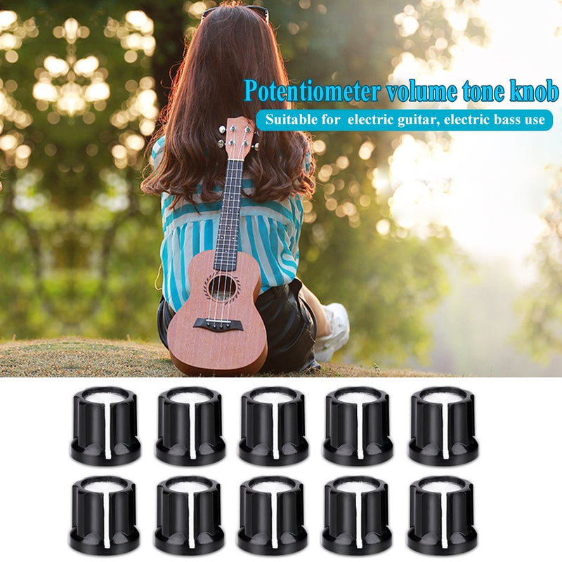 10Pcs Guitar Volume Knob Black Bass Speed Volume Tone Control Knobs for D Shaped Shaft