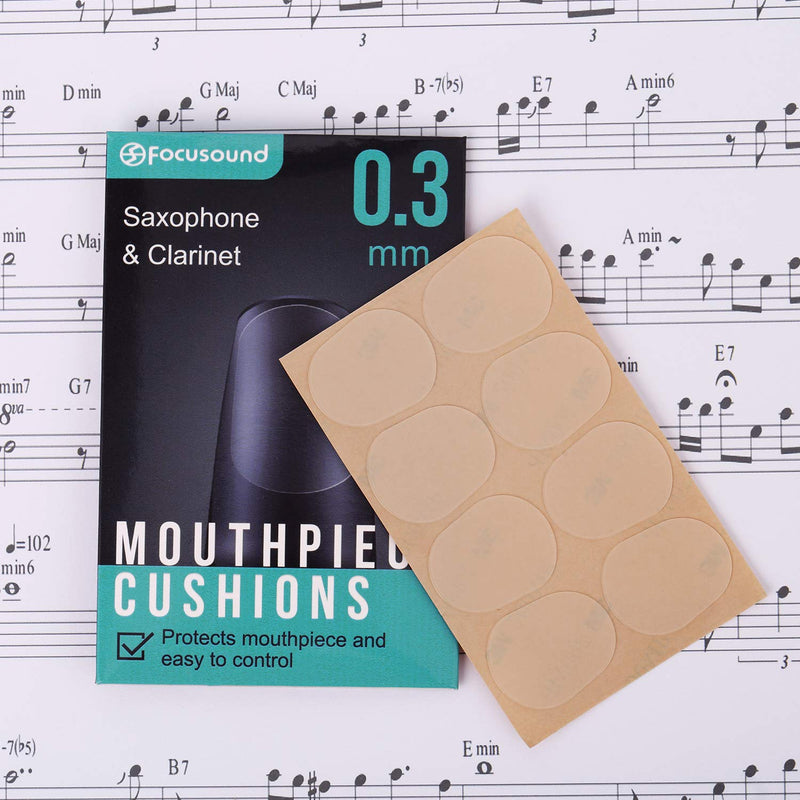 Focusound Saxophone & Clarinet Mouthpiece Cushions, Thin, 0.3mm Clear, 8-Pack