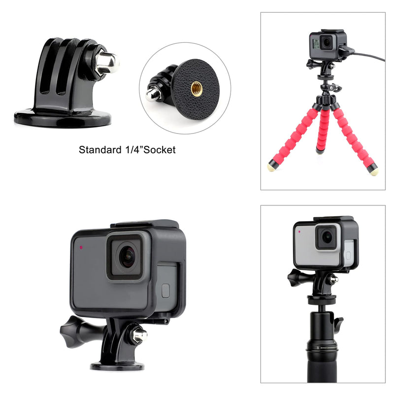 GEPULY Frame Mount Housing Case for GoPro Hero 7 Black, Hero 7 Silver, Hero 7 White, Hero 6 Black, Hero 5 Black, Hero (2018) Cameras - Includes Quick Release Buckle and Tripod Adapter The Frame for Hero 5/6/7