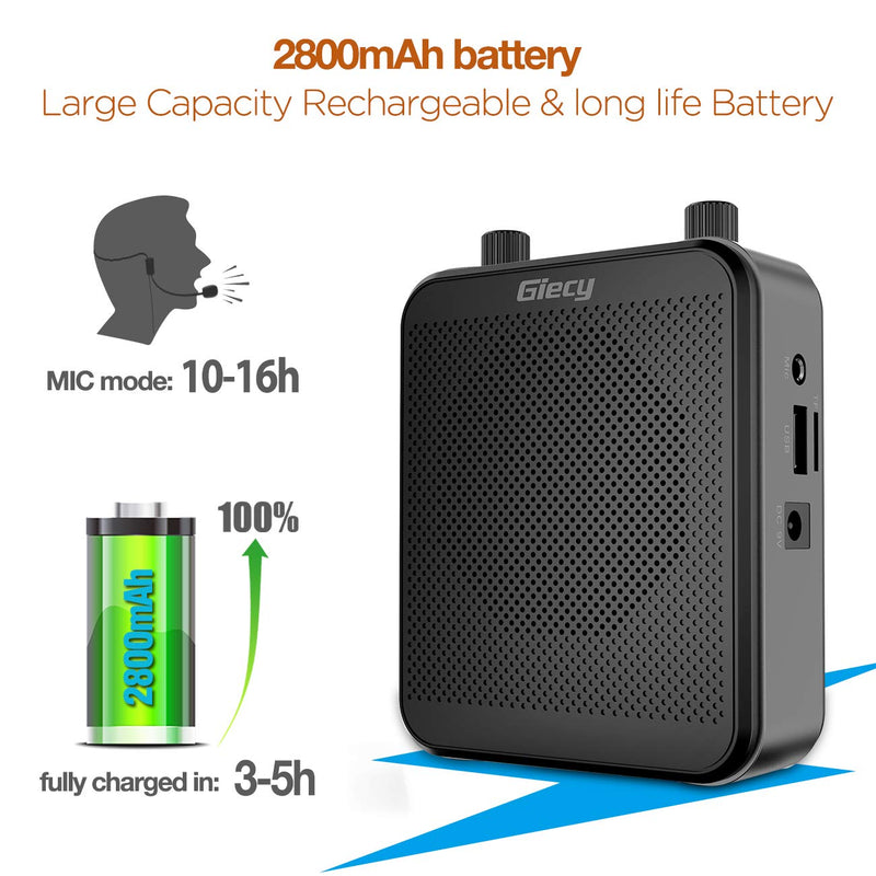 [AUSTRALIA] - Giecy Voice Amplifier Portable Bluetooth 30W 2800mAh Rechargeable PA System Speaker for Multiple Locations Such as Classroom, Meetings and Outdoors voice amplifier 4 