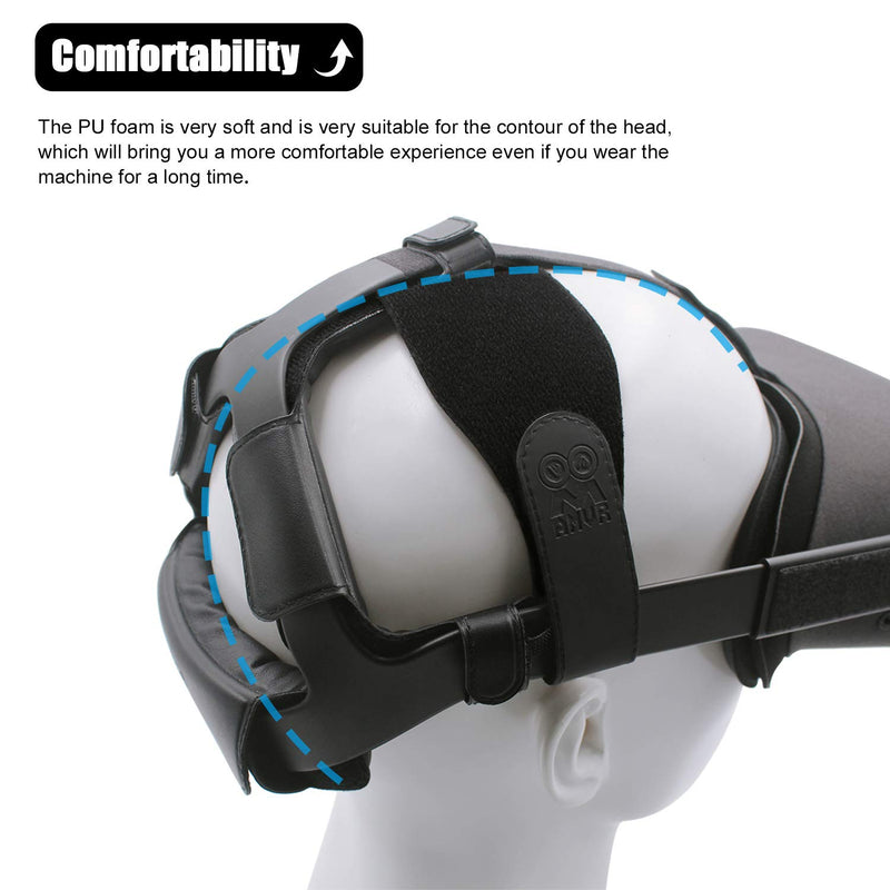 AMVR Headband Strap, Gravity Pressure Balance Cushion Leather Foam Pad for Oculus Quest 1 Headset Accessories with Comfortable Soft Sets