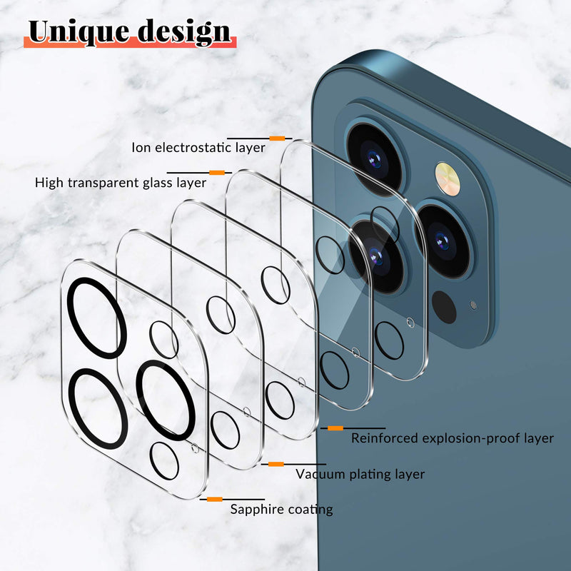 [2+3 Pack] UniqueMe Camera Lens Protector and Screen Protector Compatible with iPhone 12 Pro 6.1 inch Termperd Glass [U-Shaped Cutout]【NOT for iPhone 12】[Installation Frame] HD Clear [Anti-Scratch]