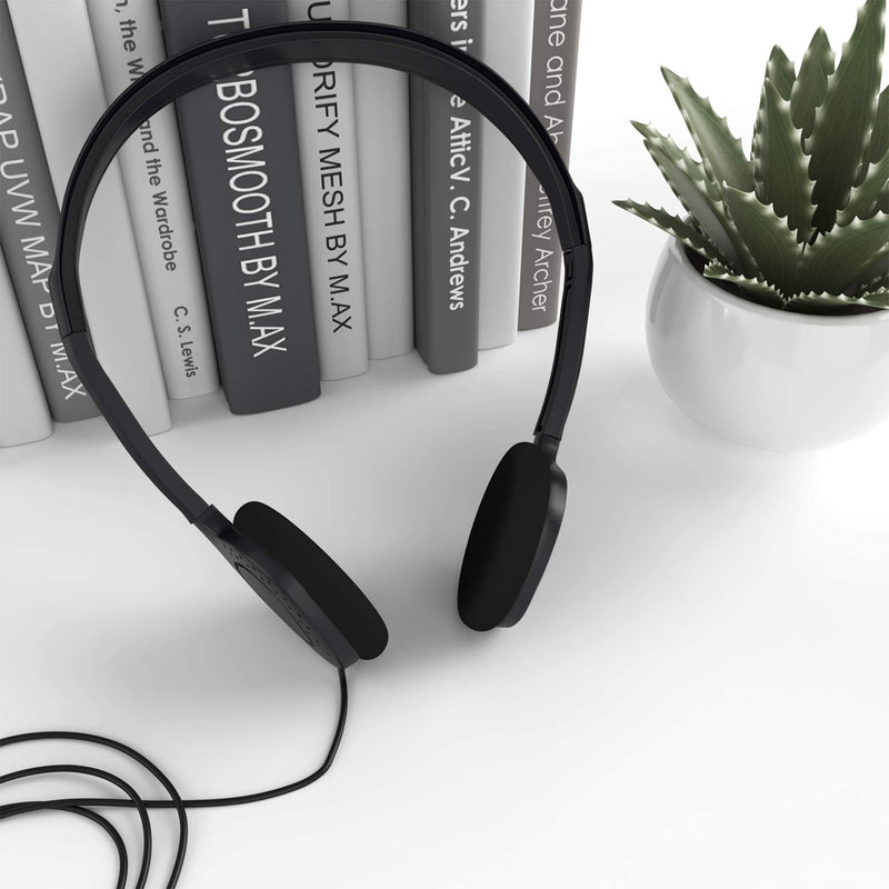 Maeline Bulk On-Ear Headphones with 3.5 mm Headphone Plug - 10 Pack - Black