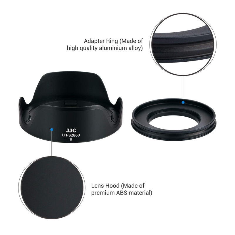 Petal Style Screw in Lens Hood Shade for Sony FE 28-60mm f/4-5.6 Lens and Sony E PZ 16-50mm f/3.5-5.6 OSS Lens on Sony A7C A6400 A6300 A6100 A6000 Includes a 40.5mm Aluminum Adapter Ring