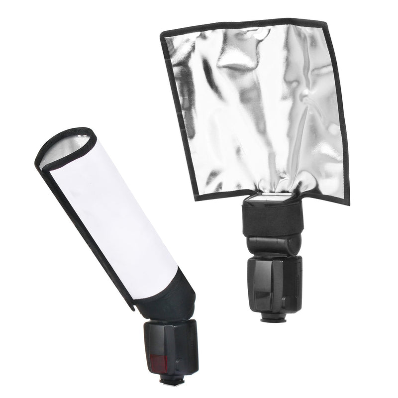 waka Flash Diffuser Reflector Kit - Bend Bounce Flash Diffuser+ Silver/White Reflector for Speedlight, Universal Mount for Canon, Nikon, etc.