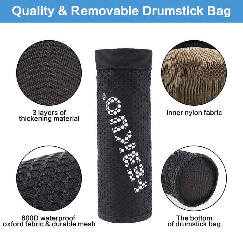 Welltop Drumstick Holder, Oxford Cloth Drumstick Bag with Screw Fixation Large Capacity Drum Stick Storage Bag for Drum Set