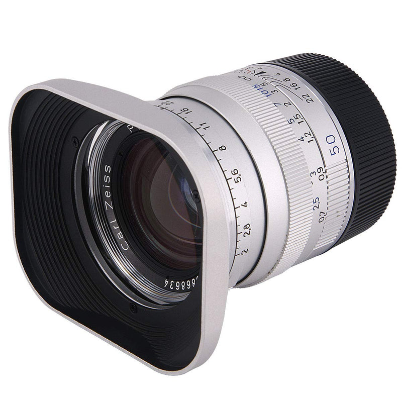 Haoge LH-ZV07P Lens Hood for Carl Zeiss Biogon T 2/35 35mm f2 ZM, C Biogon T 2.8/35 35mm f2.8 ZM, Planar T 2/50 50mm f2 ZM; Voigtlander NOKTON Classic 35mm f1.4 VM, 40mm f1.4 VM Hollow Out Designed Square - Silver - Hollow Out Designed