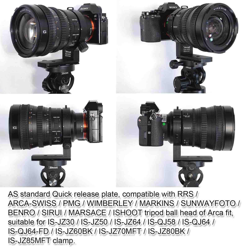 iShoot Lens Collar Support Compatible with Sony FE PZ 28-135mm f/4 G OSS SELP28135G, CNC Machined Lens Tripod Mount Ring, Bottom is ARCA Fit Quick Release Plate for ARCA-Swiss Type Tripod Ball Head