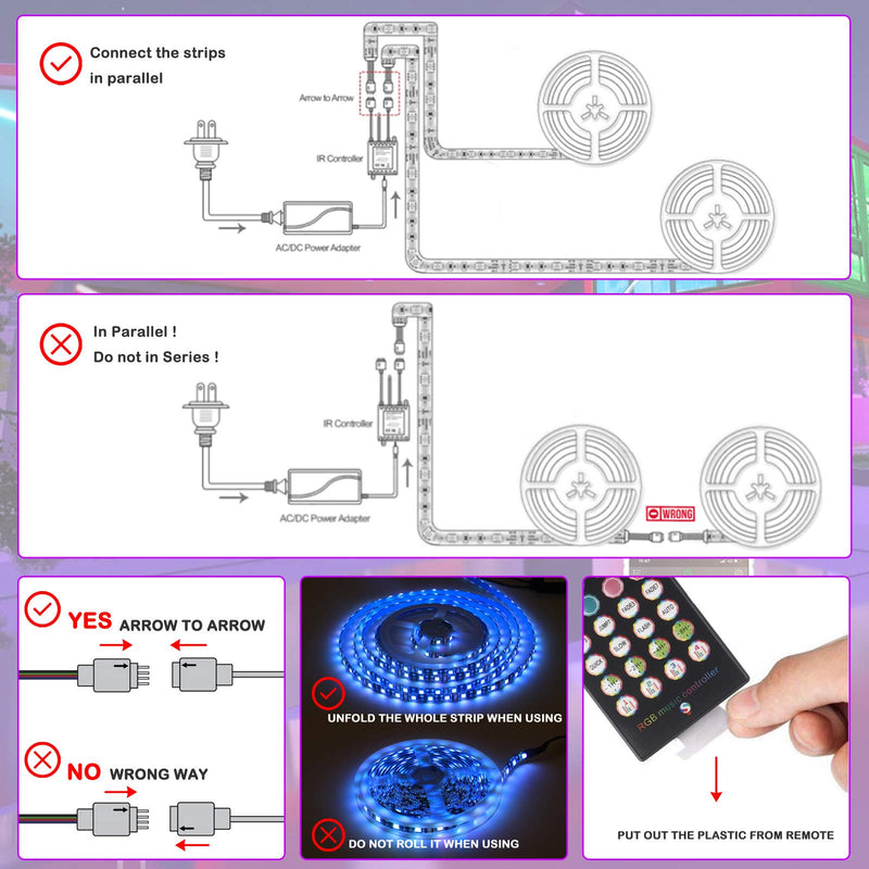 [AUSTRALIA] - BIHRTC Led Strip Lights 5050 Rgb 600leds 32.8ft Led Lights Music Sync App Control Color Changing Rope Lights with Built-in Mic Remote Led Rope Strips Light Lighting for Bedroom Home Party 32.8 Ft 