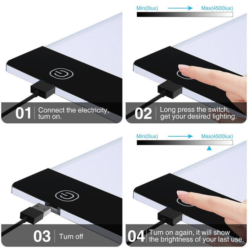 A4 Light Box Tracer with Scale | Ultra-Thin USB Powered Portable Dimmable Brightness LED Artcraft Tracing Light Pad | Light Box for Artists Drawing Sketching Animation 5D Diamond Painting A4 w/ Scale